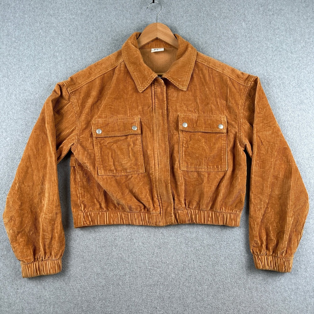 BDG Jacket Women M Brown Corduroy Cropped Bomber Full Zip Urban Outfitters